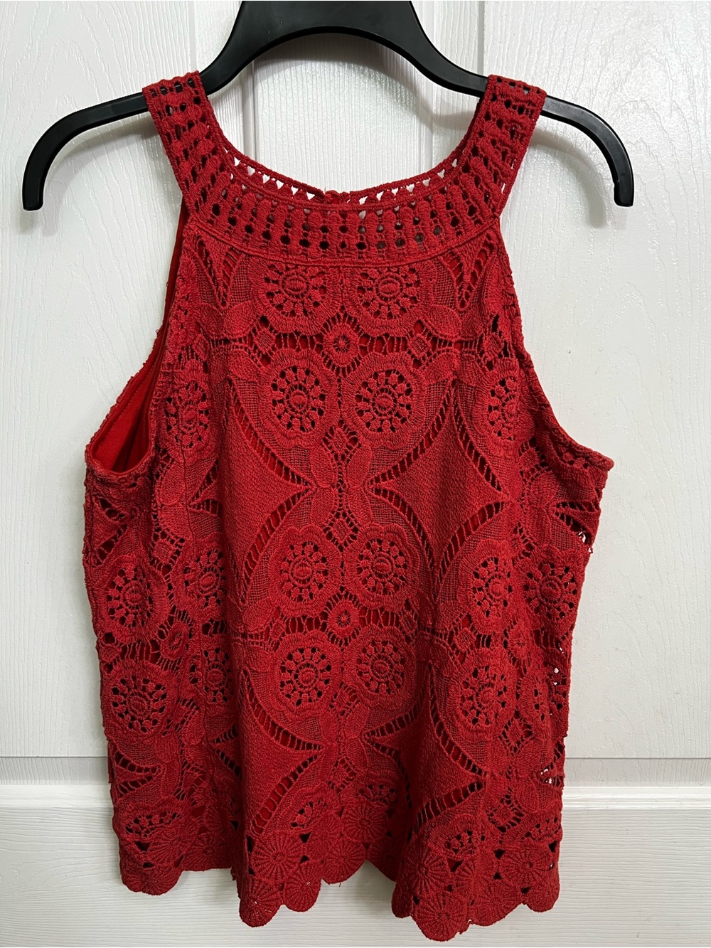 Rust Red Crochet Halter Tank Top
